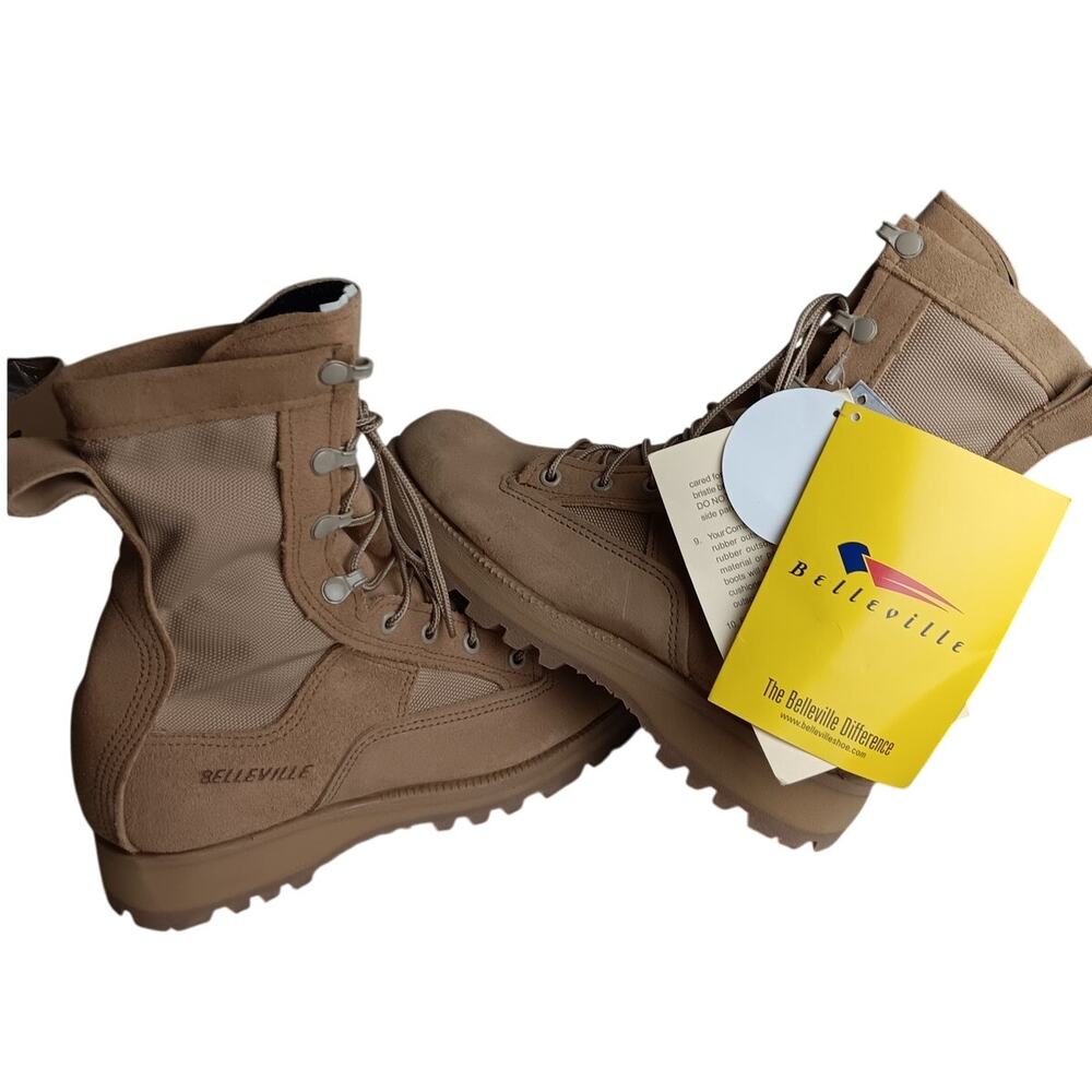 Belleville Army Combat Boots Temperate Weather‎ Unisex Womens 7 Mens 5.5 Tan USA